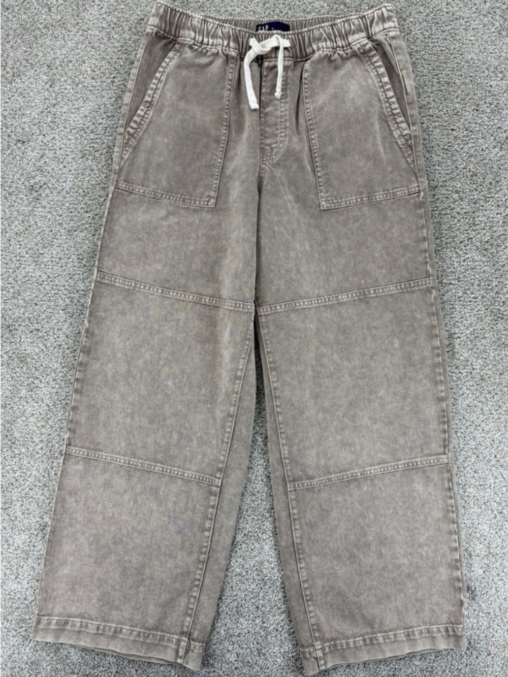 GAP Wide Leg Patchwork Drawstring Pants in Brown - Picture 3 of 12